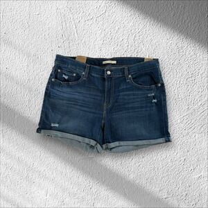 NWT Levi's Women's Mid Length Short Hypersoft Dark Wash Blue Stretch Size 34